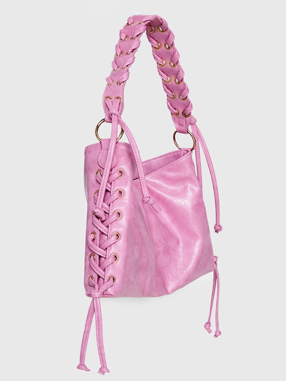 Princess Polly Pink Lace-Up Shoulder Bag